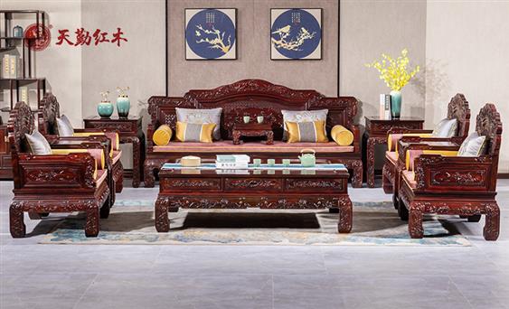 天勤紅木 紅木家具印尼黑酸枝(學(xué)名：闊葉黃檀）歡樂和諧沙發(fā)客廳系列