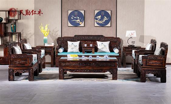 天勤紅木 紅木家具印尼黑酸枝(學(xué)名：闊葉黃檀)清風(fēng)沙發(fā)客廳系列11件套