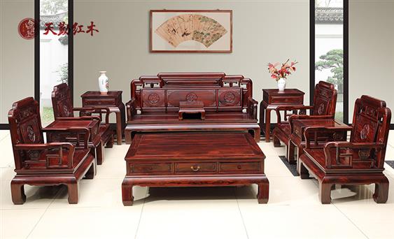 天勤紅木 紅木家具印尼黑酸枝(學(xué)名：闊葉黃檀)國色天香沙發(fā)客廳系列13件套