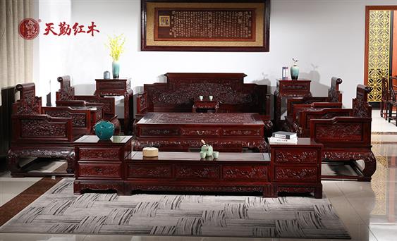 天勤紅木 紅木家具紅酸枝（學(xué)名：巴里黃檀）麒麟寶座沙發(fā)紅酸枝沙發(fā)