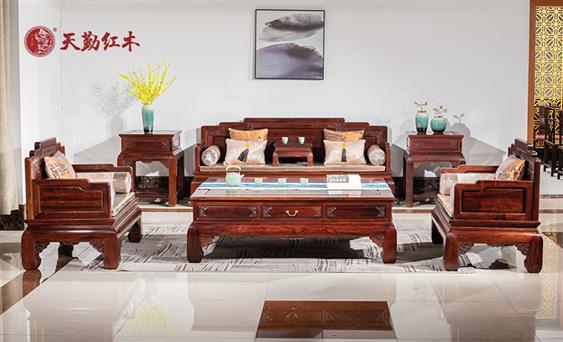 天勤紅木 紅木家具紅酸枝（學(xué)名：巴里黃檀）彩云沙發(fā)紅酸枝沙發(fā)