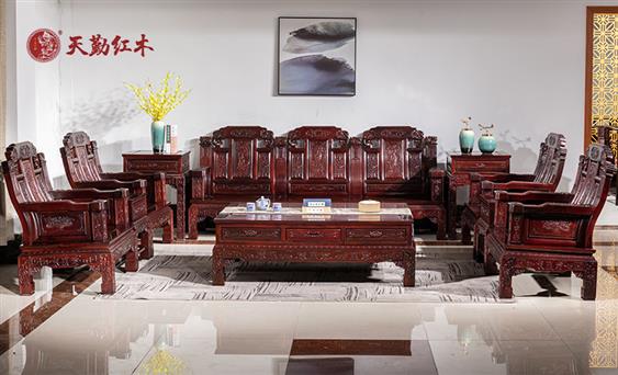 天勤紅木 紅木家具紅酸枝（學(xué)名：巴里黃檀）象頭沙發(fā)紅酸枝