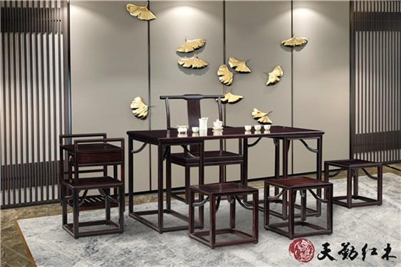 天勤紅木 材質：條紋烏木 美心茶臺