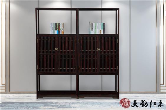 天勤紅木 材質(zhì)：條紋烏木 韻江南書柜