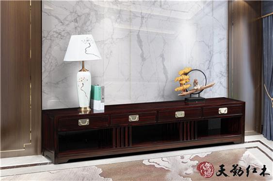 天勤紅木 材質(zhì)：條紋烏木  韻江南四抽電視柜