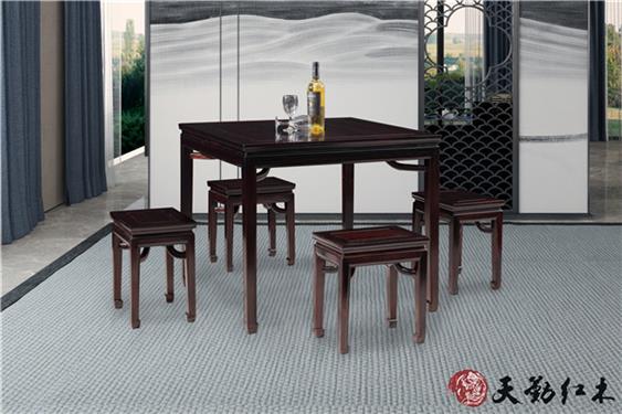 天勤紅木 材質(zhì)：條紋烏木  中式小方桌配椅